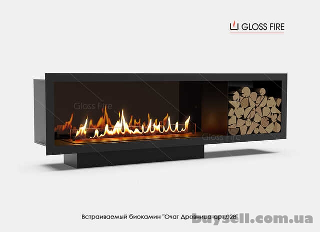 Вбудований біокамін Очаг Дровница 1200 – арт.028 Gloss Fire Fire