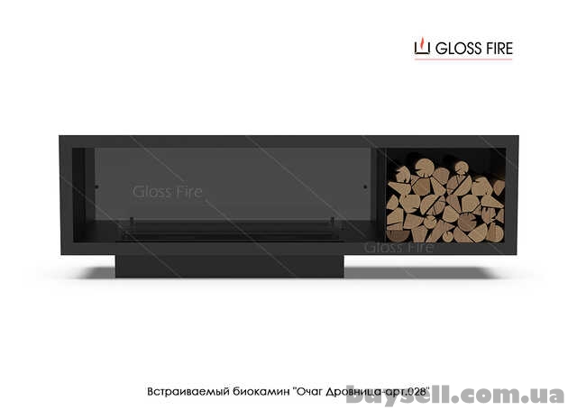 Вбудований біокамін Очаг Дровница 1200 – арт.028 Gloss Fire Fire