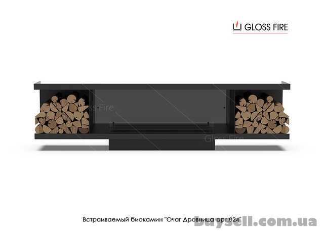 Вбудований біокамін Очаг Дровница 1300 – арт.024 Gloss Fire