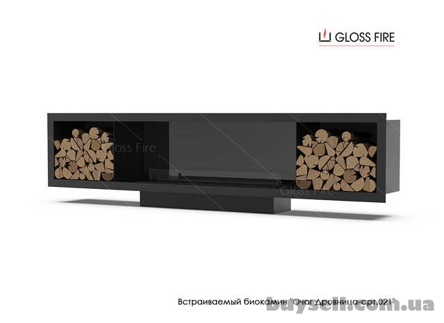 Вбудований біокамін Очаг Дровниця 1300 – арт.021 Gloss Fire