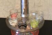 Винтажный графин для крепких напитков и вращающимся подносом с 5 рюмка