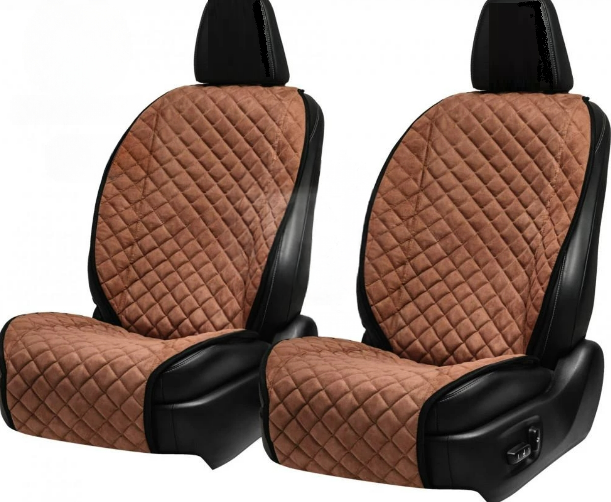 Накидки на передні сидіння із замші Коричневі 2 шт