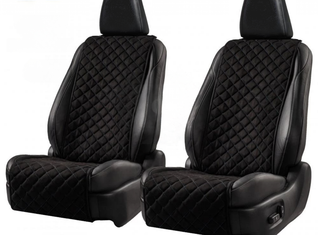 Накидки на сидіння із замші Повний комплект Чорні