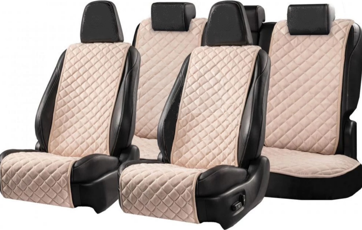 Накидки на сидіння із замші Повний комплект Бежеві