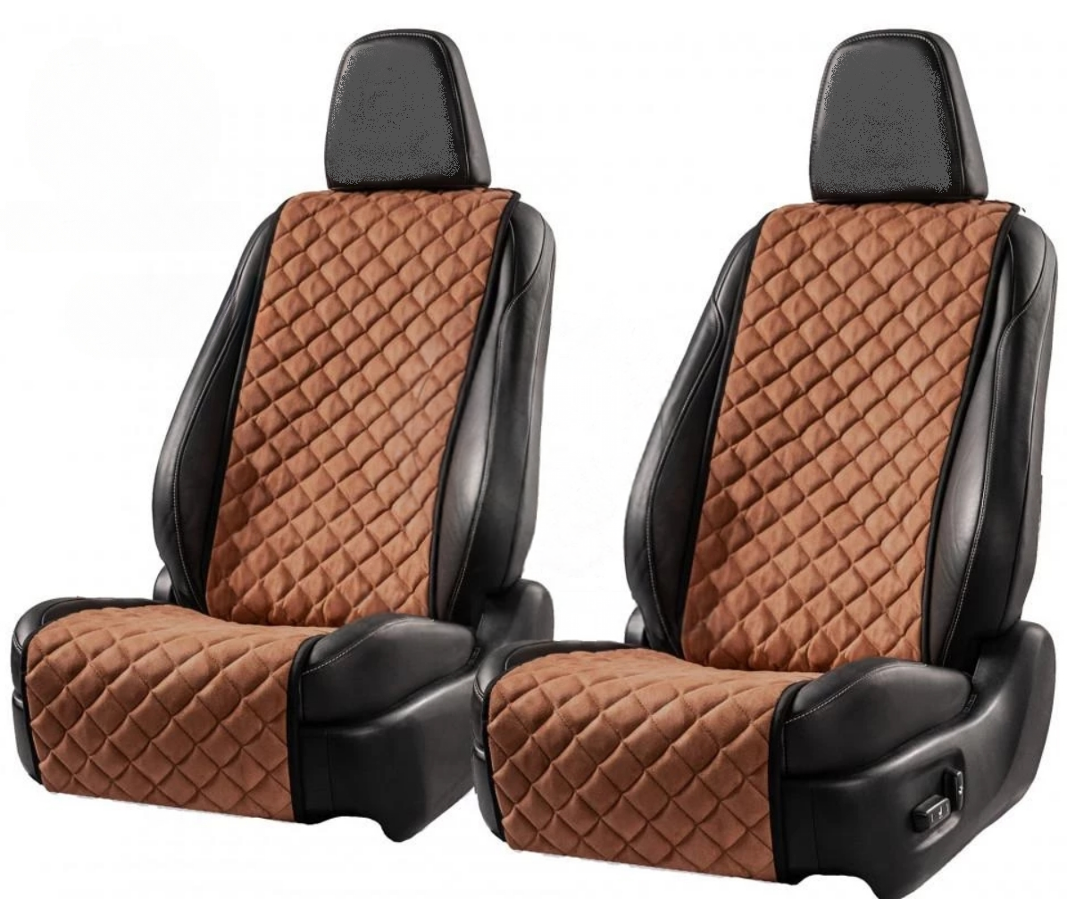 Накидки на сидіння із замші Повний комплект Коричневі