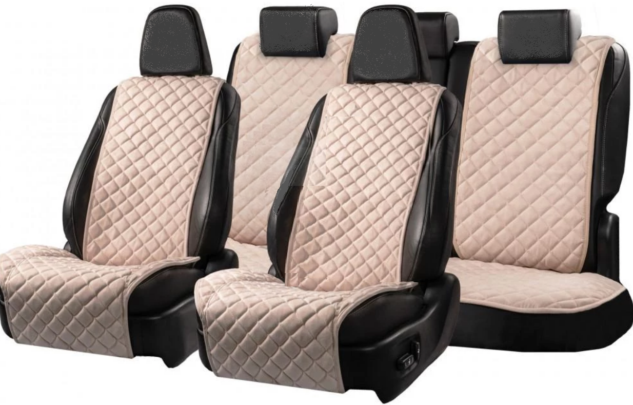 Накидки на сидіння із замші Повний комплект Бежеві