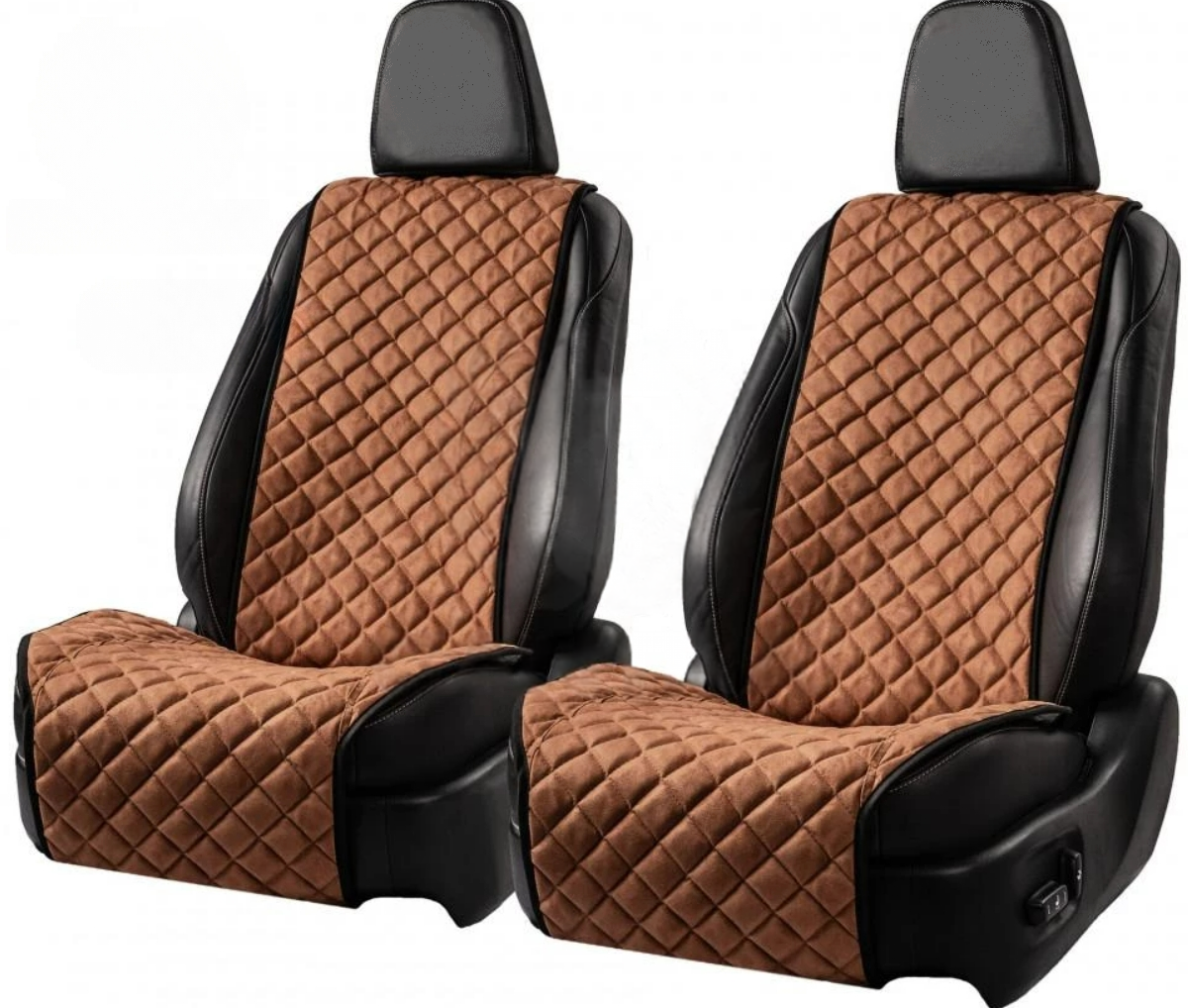 Накидки на сидіння із замші Повний комплект Коричневі
