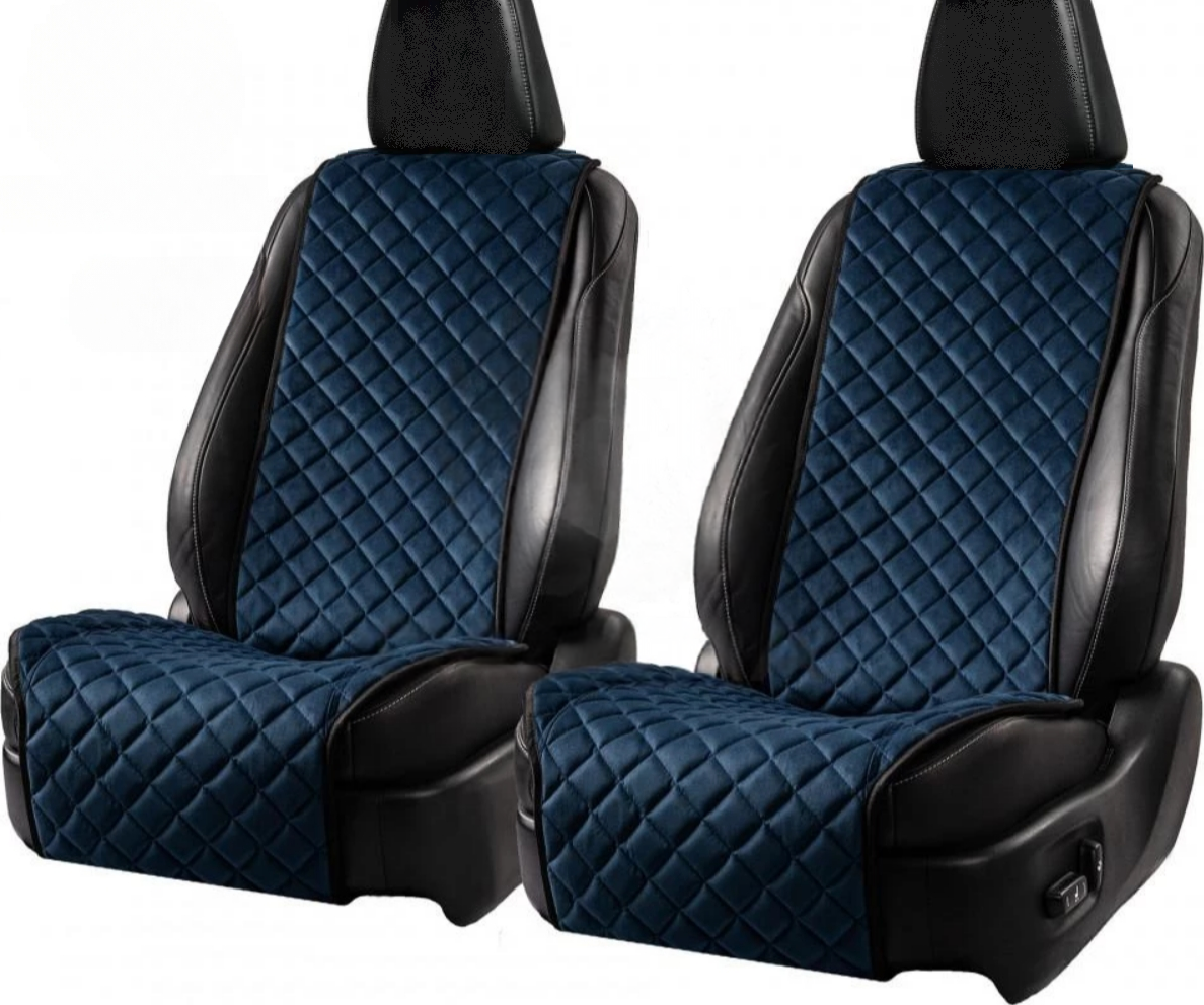 Накидки на сидіння із замші Повний комплект Темно-сині
