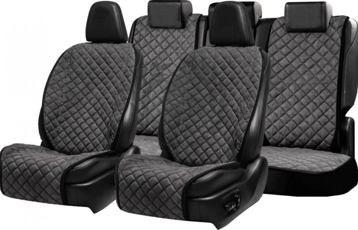 Накидки на сидіння із замші Повний комплект Темно-сірі