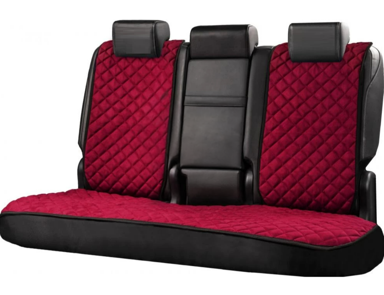 Накидки на задні сидіння із замші Бордовий колір 3 шт