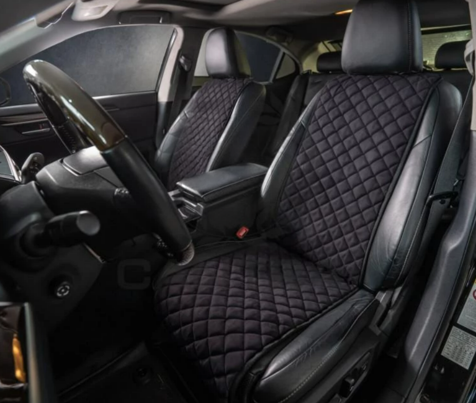 Накидки на сидіння із замші Повний комплект Чорні