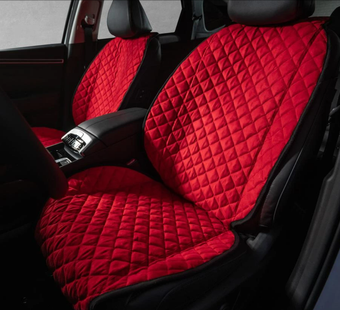 Накидки на передні сидіння із замші Червоний колір 2 шт