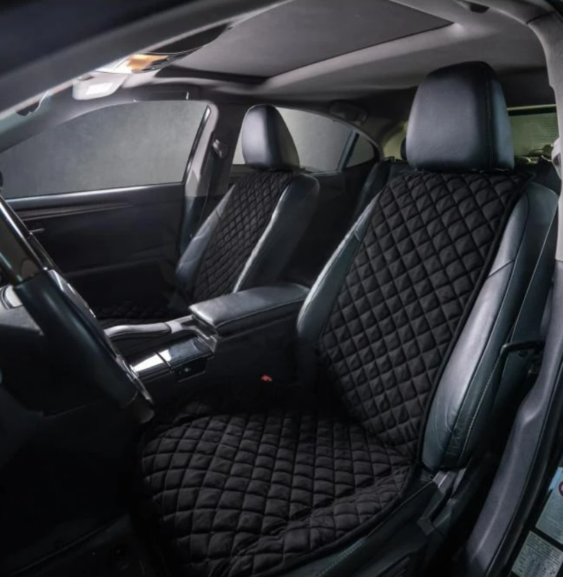 Накидки на сидіння із замші Повний комплект Чорні