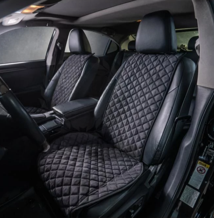 Накидки на сидіння із замші Повний комплект Темно-сірі