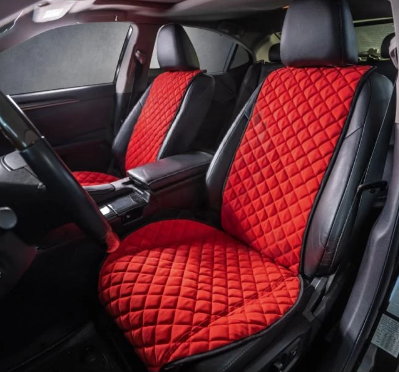 Накидки на сидіння із замші Повний комплект Червоні