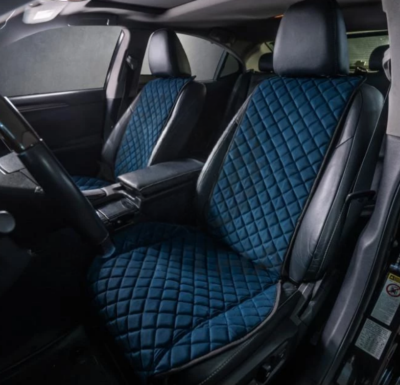 Накидки на сидіння із замші Повний комплект Темно-сині