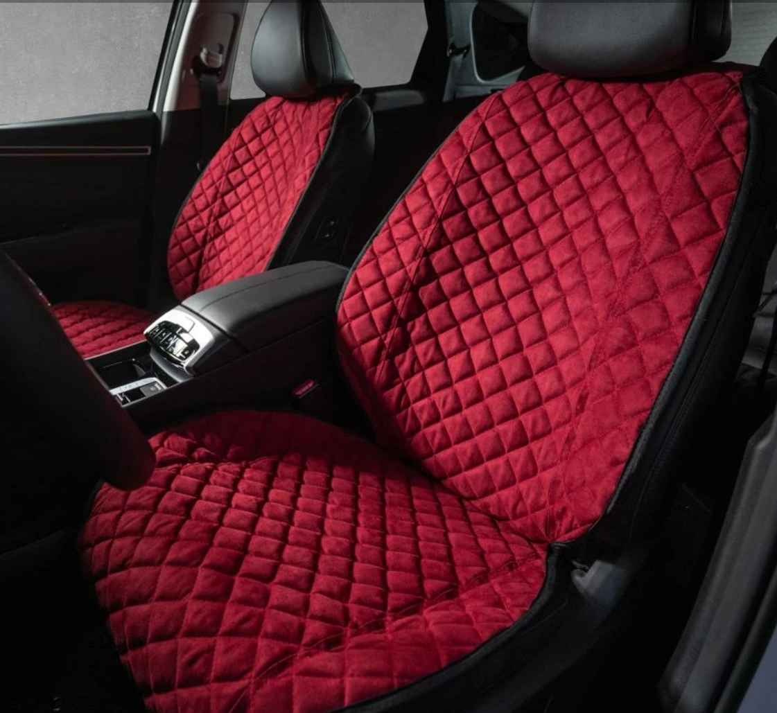 Накидки на сидіння із замші Повний комплект Бордові
