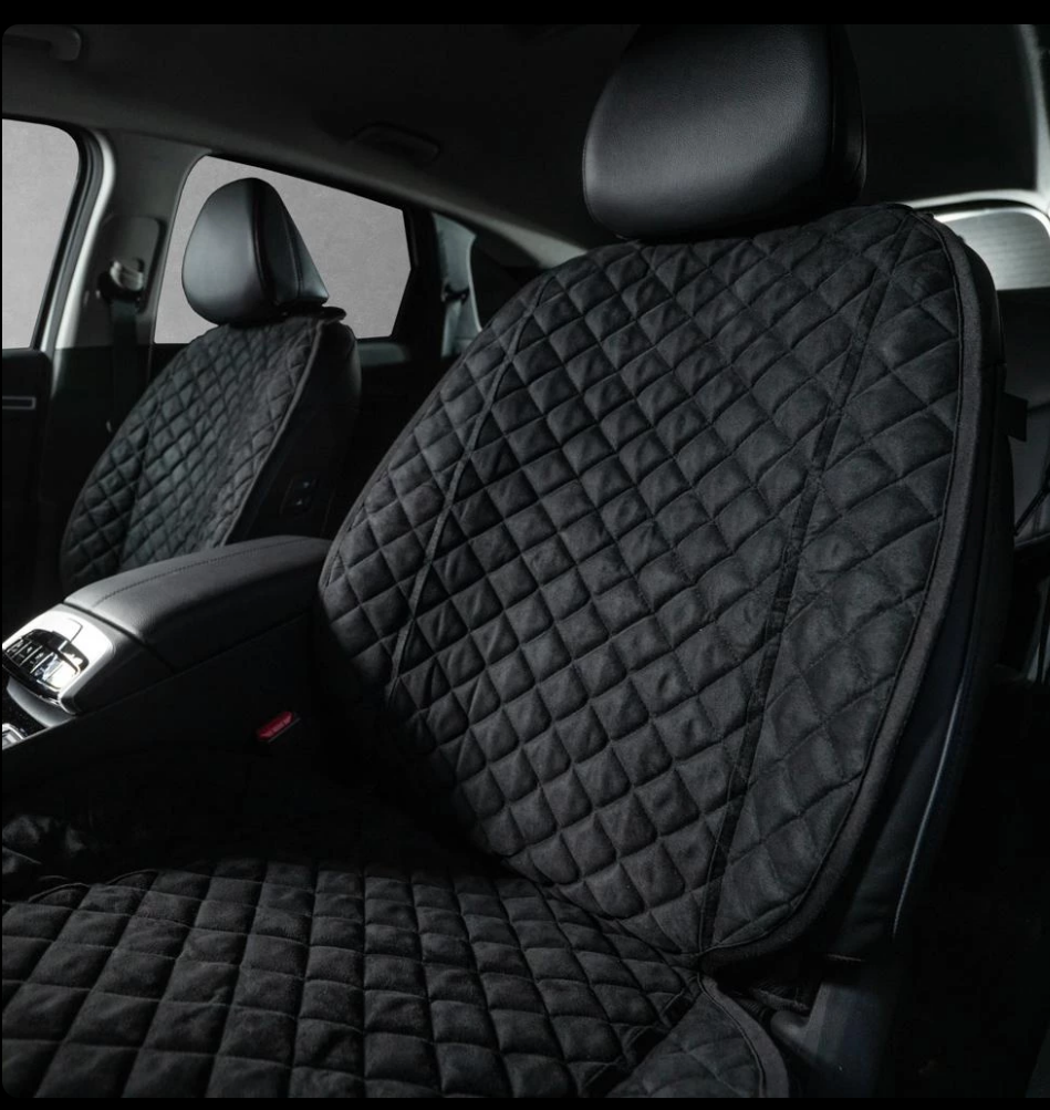 Накидки на передні сидіння із замші Чорний колір 2 шт