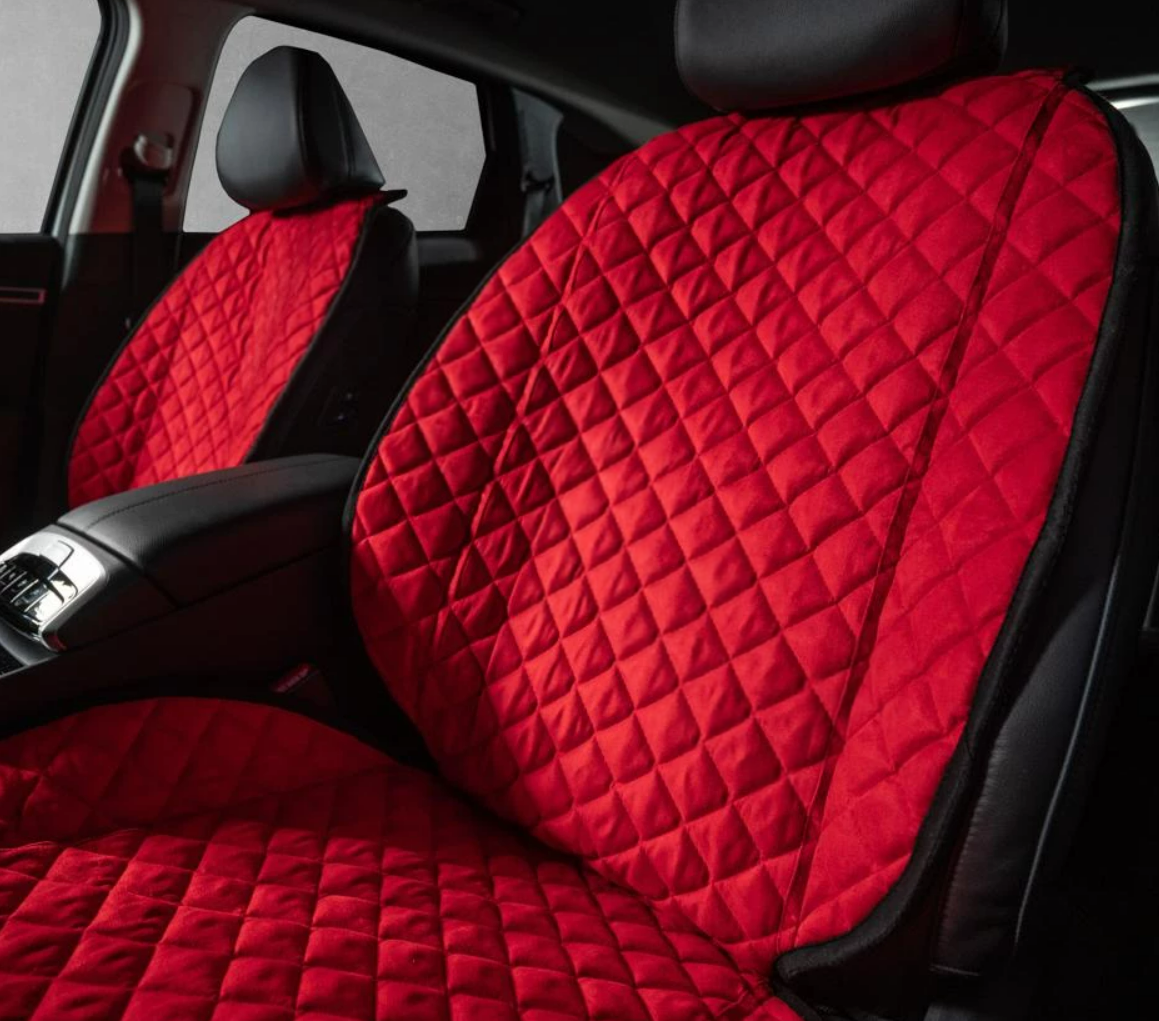Накидки на передні сидіння із замші Червоний колір 2 шт
