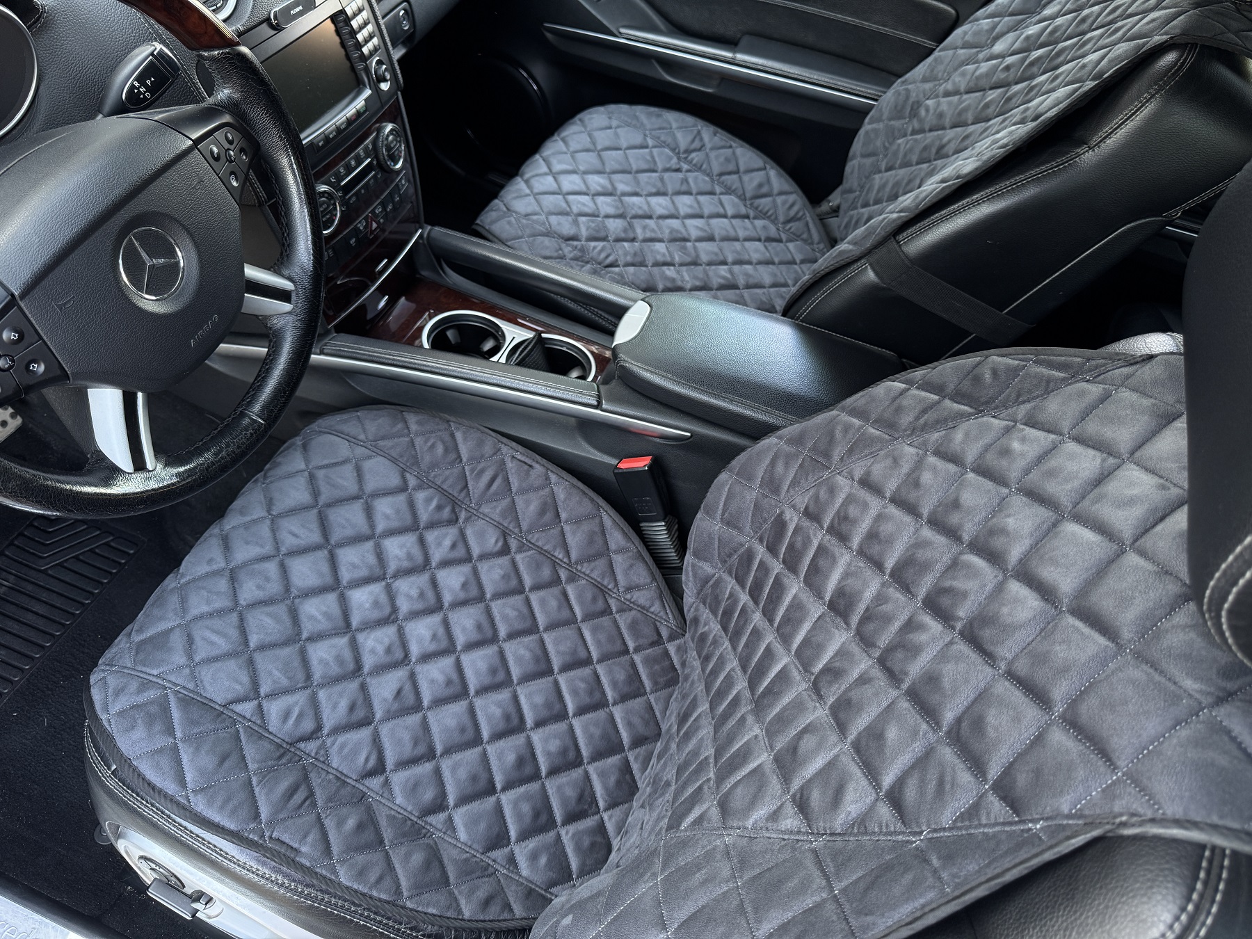 Накидки на передні сидіння із замші Темно-сірі 2 шт