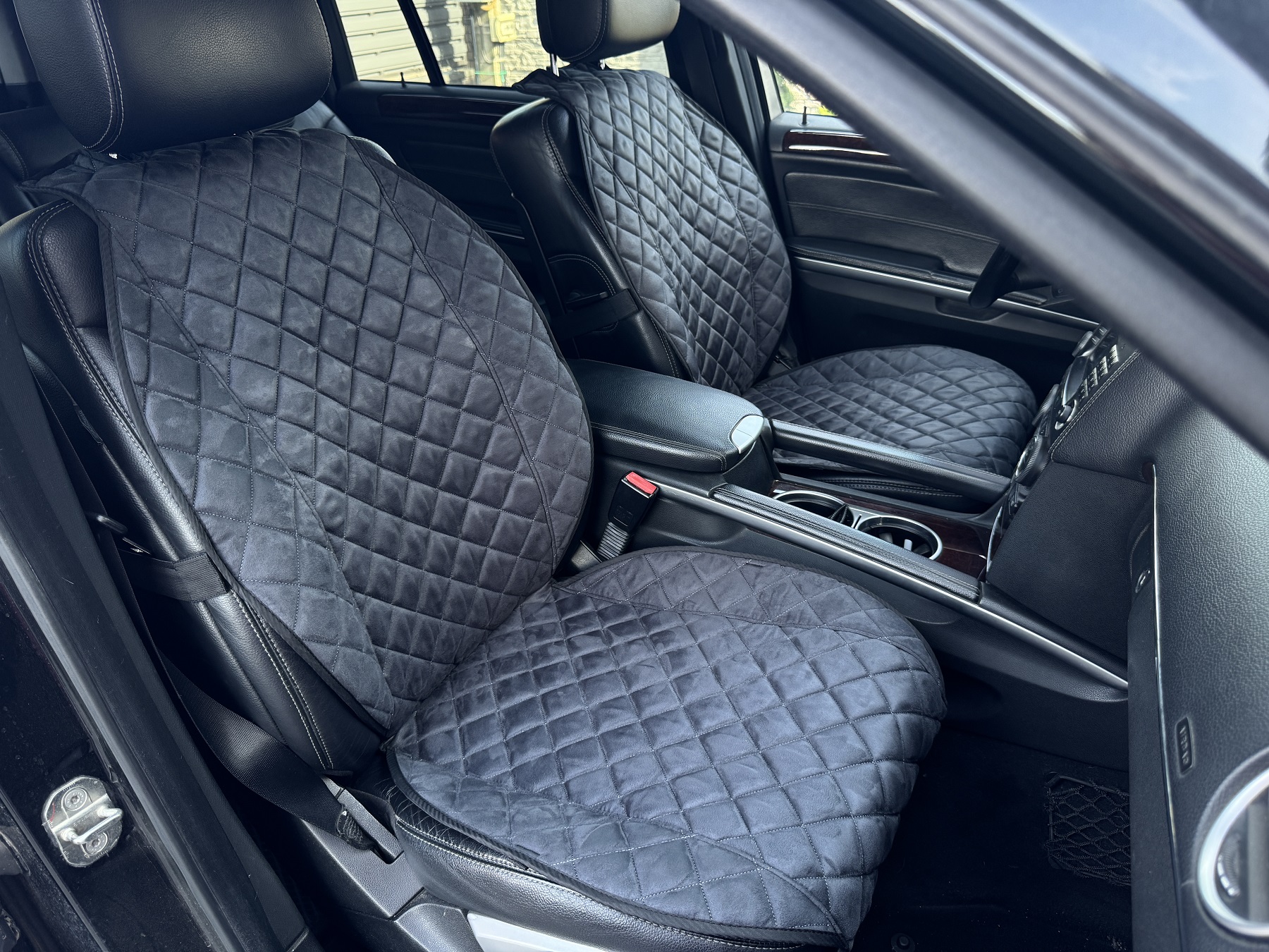 Накидки на передні сидіння із замші Темно-сірі 2 шт