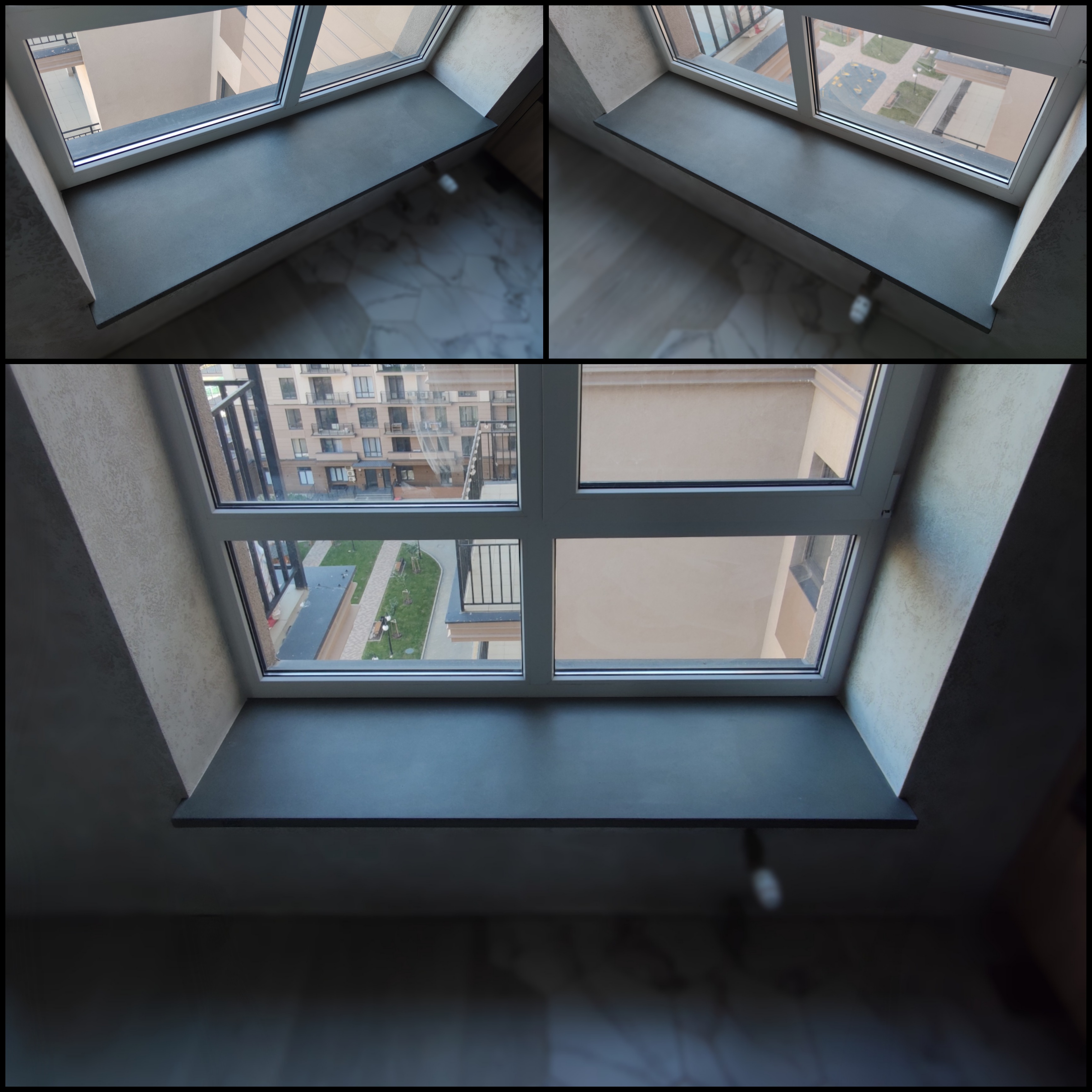 Подоконники бетонные,  радиусные встроенные из бетона