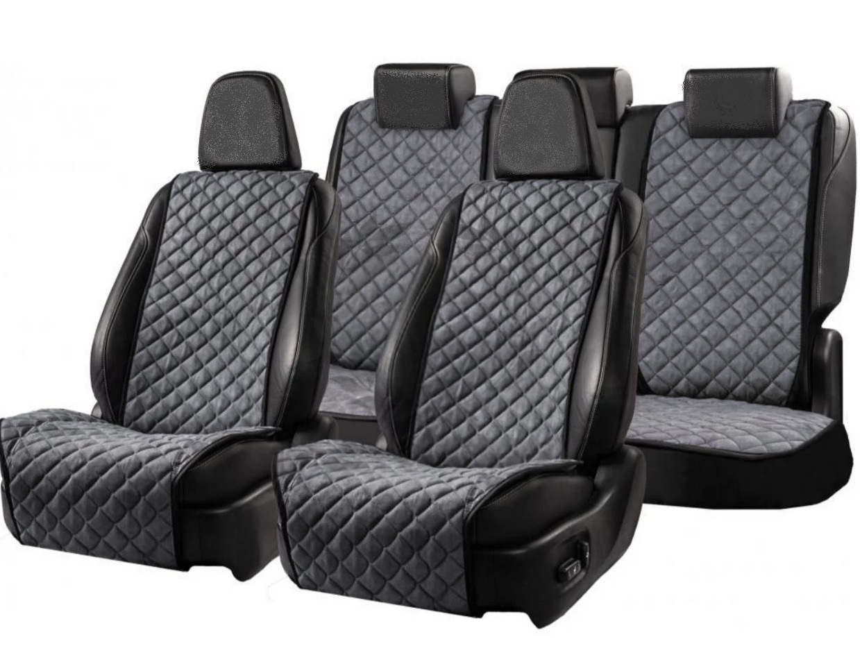 Накидки на сидіння із замші Повний комплект Сірі