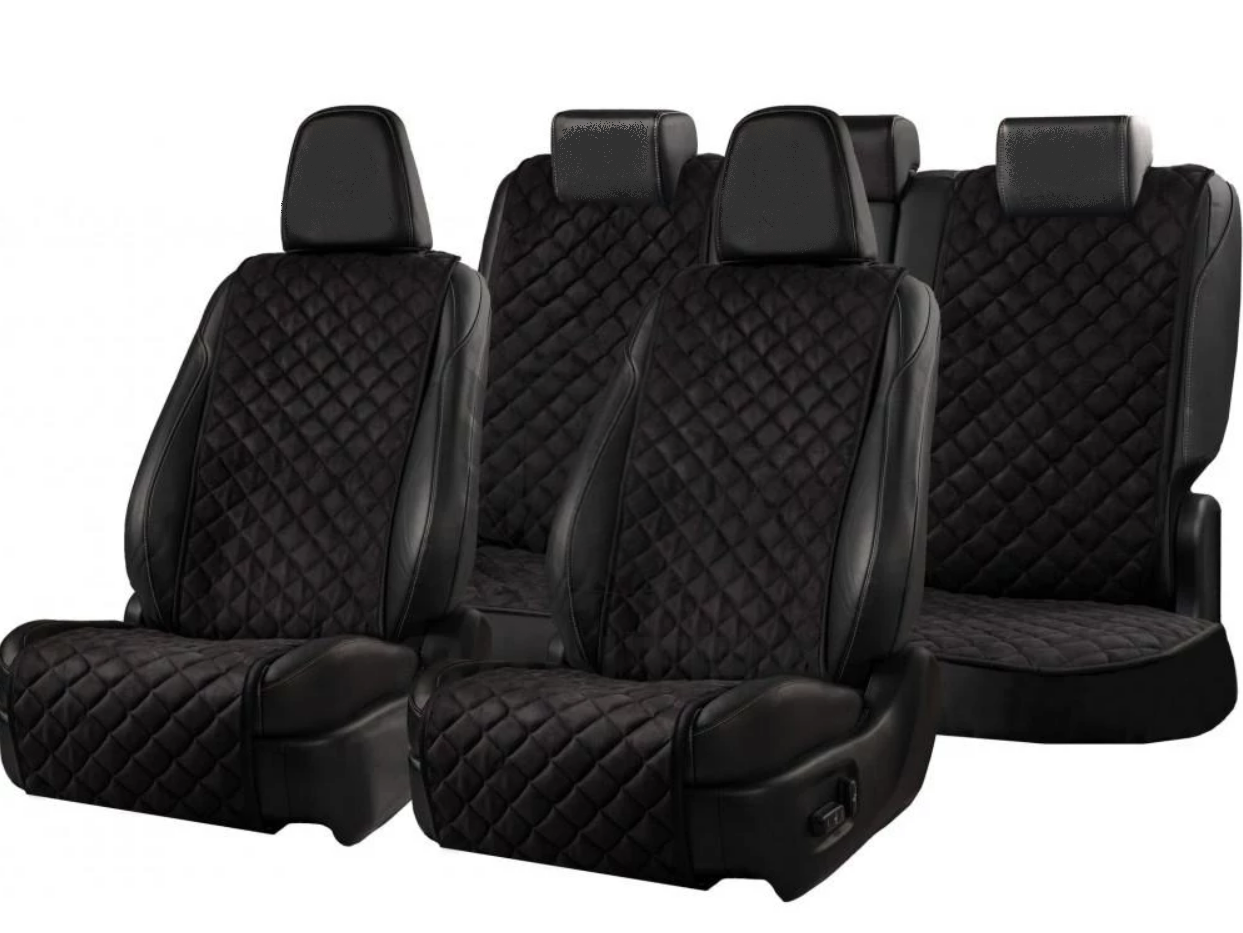 Накидки на сидіння із замші Повний комплект Чорні
