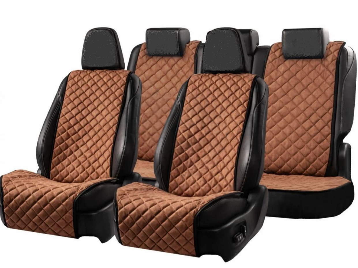Накидки на сидіння із замші Повний комплект Коричневі