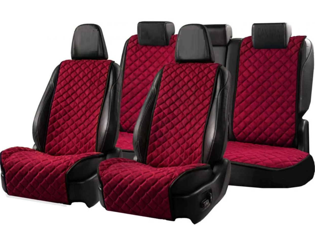 Накидки на сидіння із замші Повний комплект Бордові