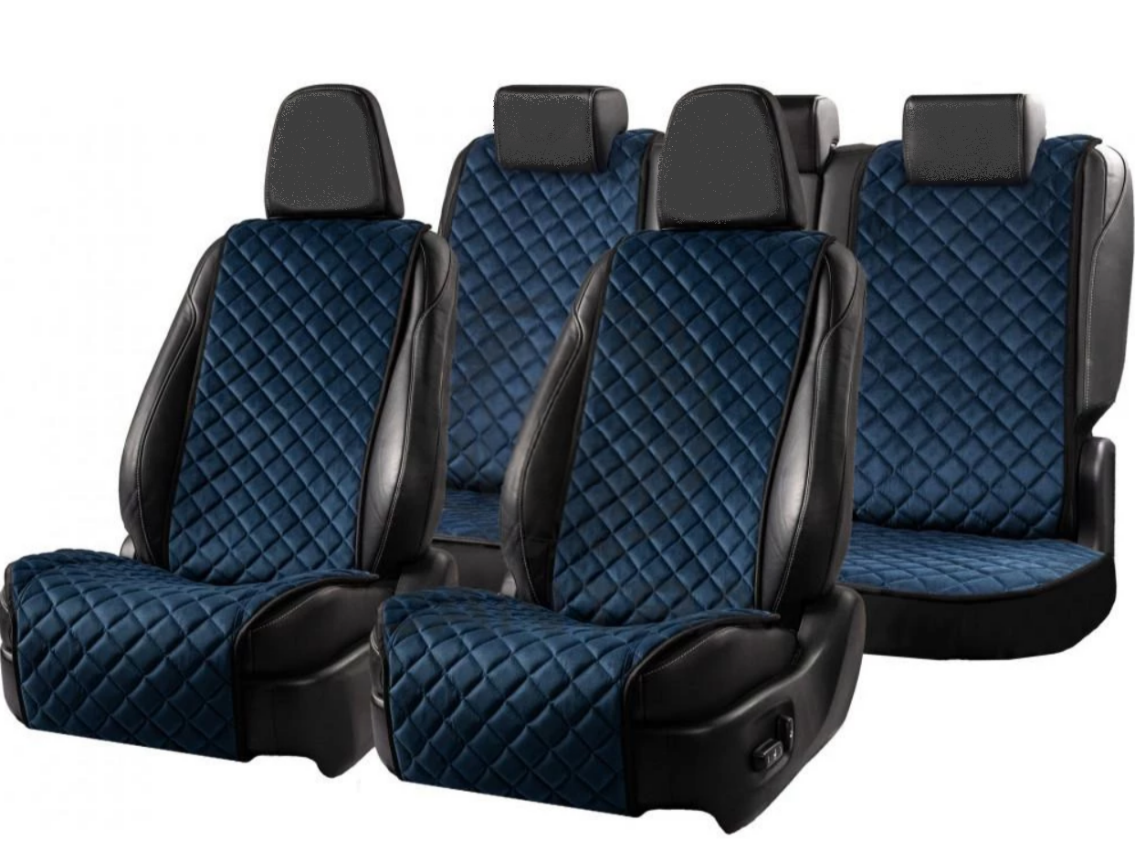 Накидки на сидіння із замші Повний комплект Темно-сині