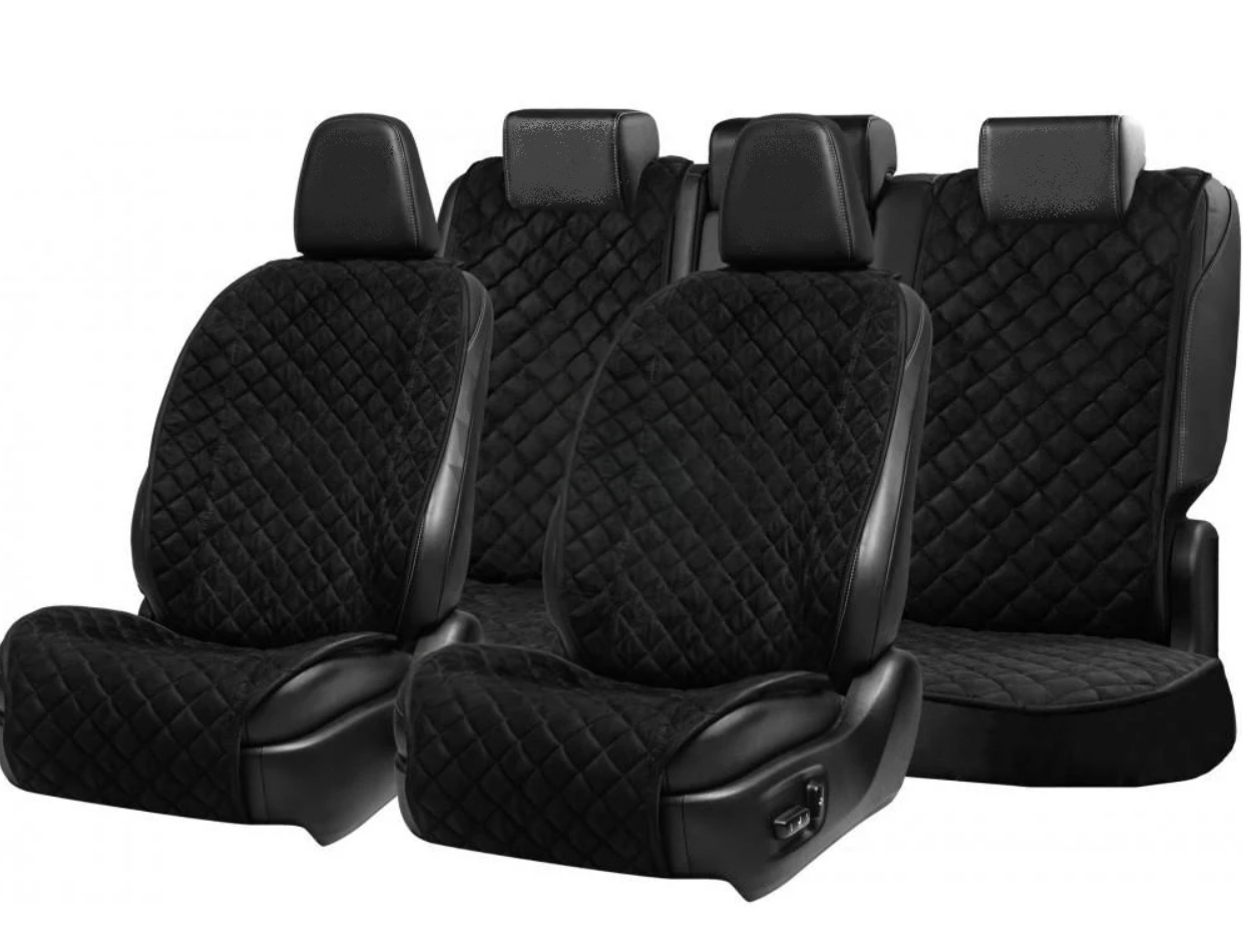 Накидки на сидіння із замші Повний комплект Чорні