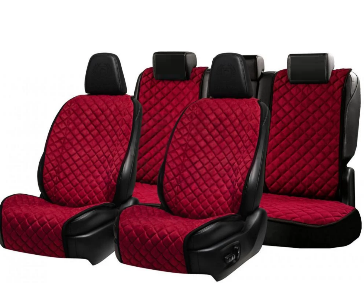 Накидки на сидіння із замші Повний комплект Бордові