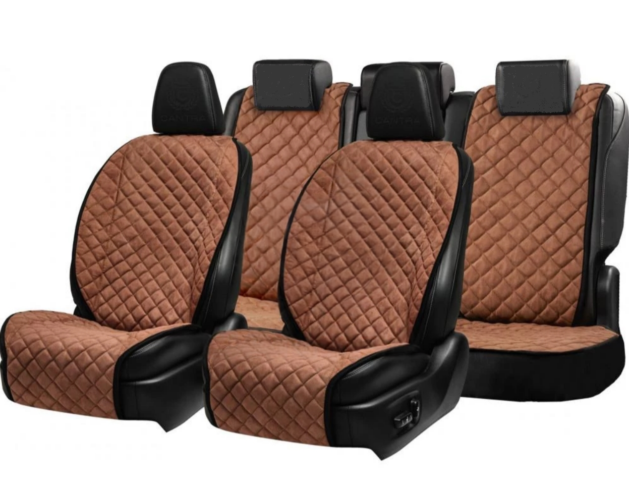 Накидки на сидіння із замші Повний комплект Коричневі