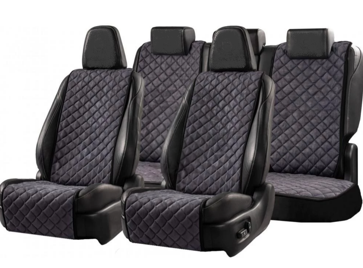Накидки на сидіння із замші Повний комплект Темно-сірі