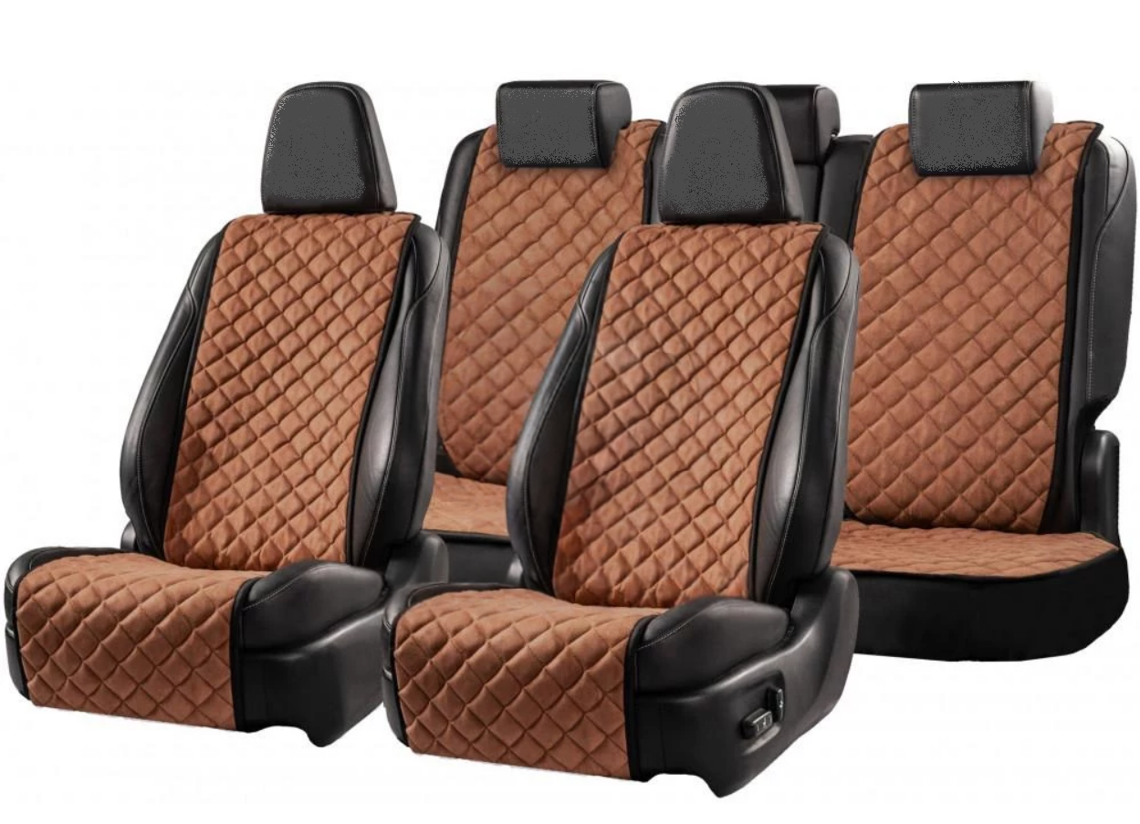 Накидки на сидіння із замші Повний комплект Коричневі
