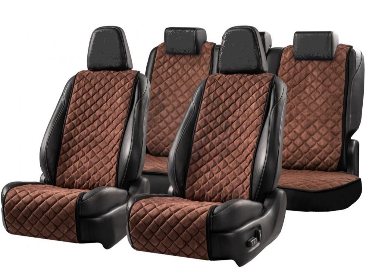 Накидки на сидіння із замші Повний к-т Темно-коричневі
