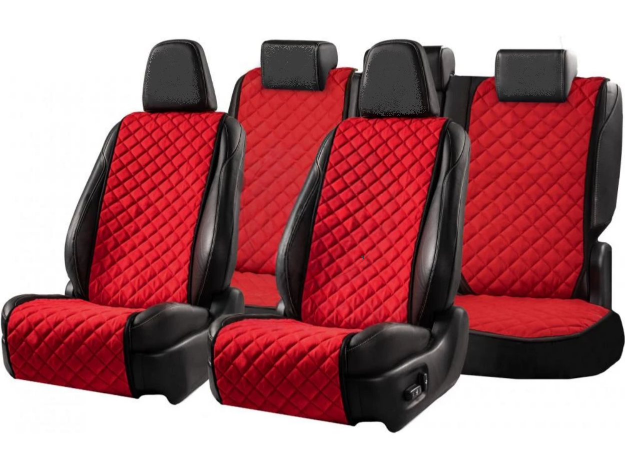 Накидки на сидіння із замші Повний комплект Червоні