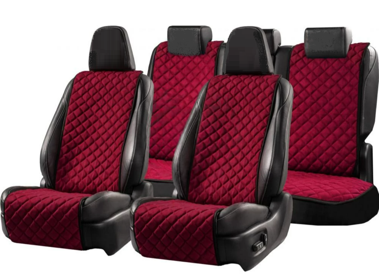 Накидки на сидіння із замші Повний комплект Бордові