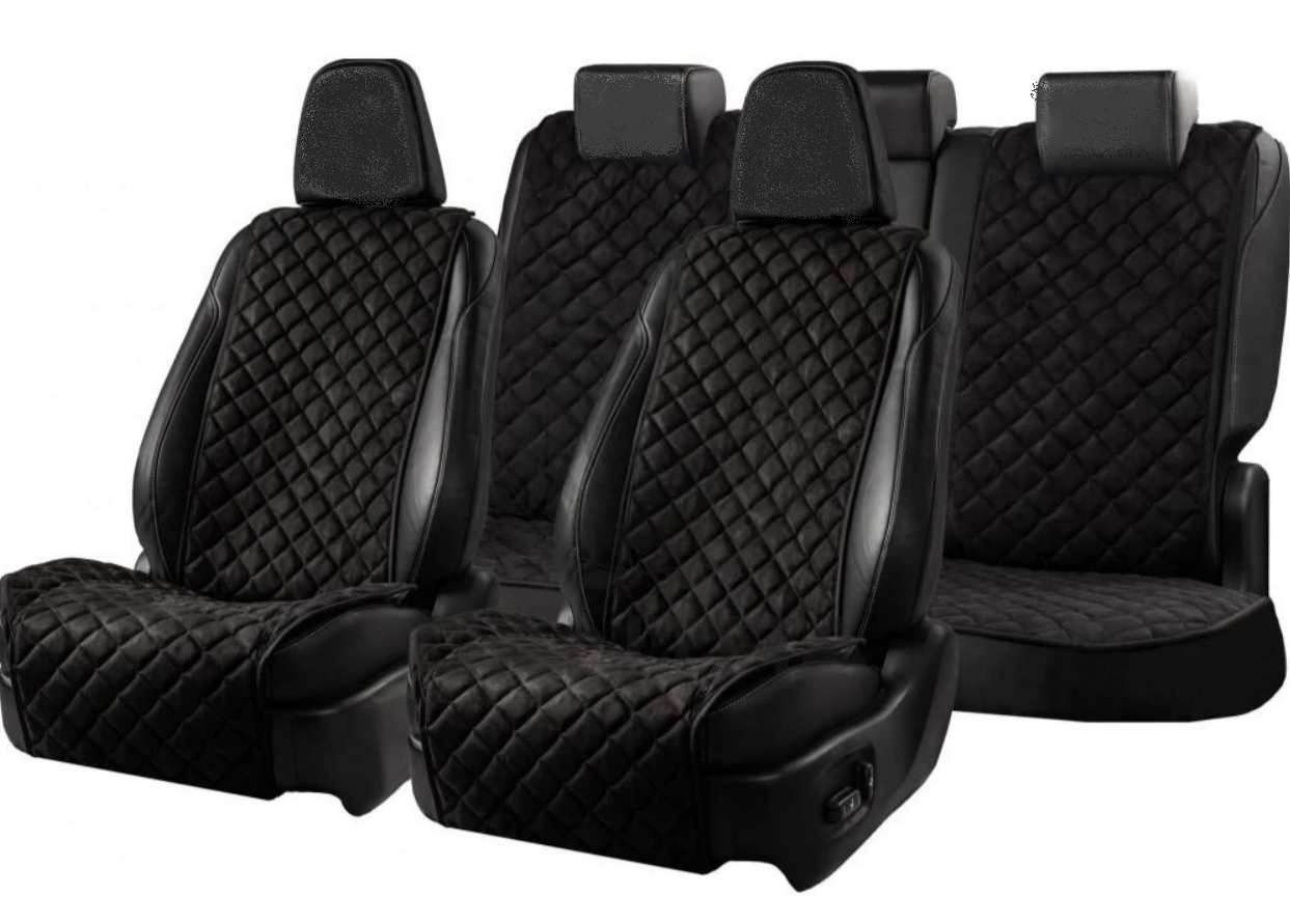 Накидки на сидіння із замші Повний комплект Чорні