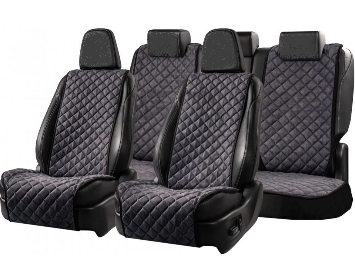 Накидки на сидіння із замші Повний комплект Темно-сірі