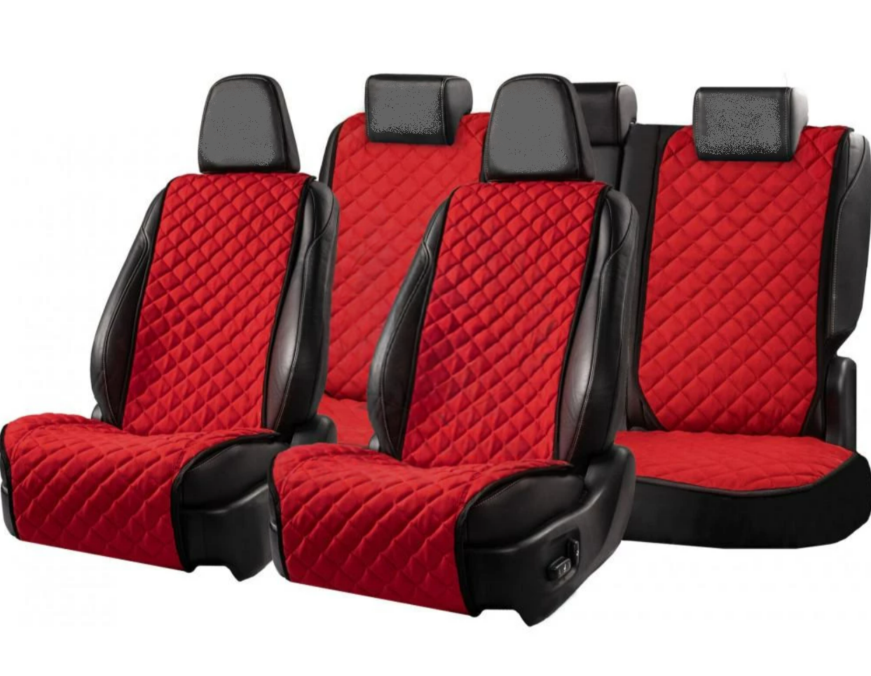 Накидки на сидіння із замші Повний комплект Червоні