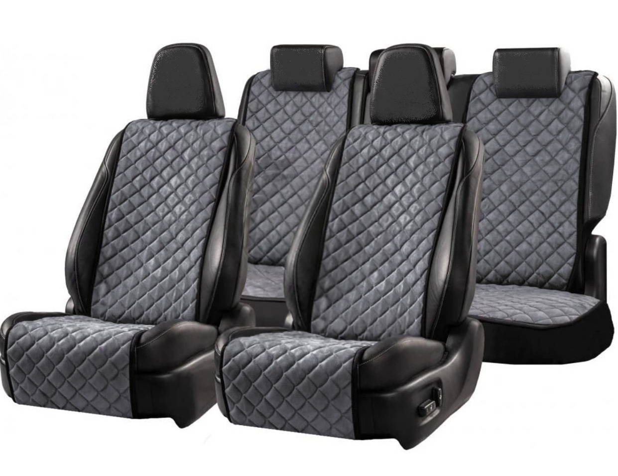 Накидки на сидіння із замші Повний комплект Сірі