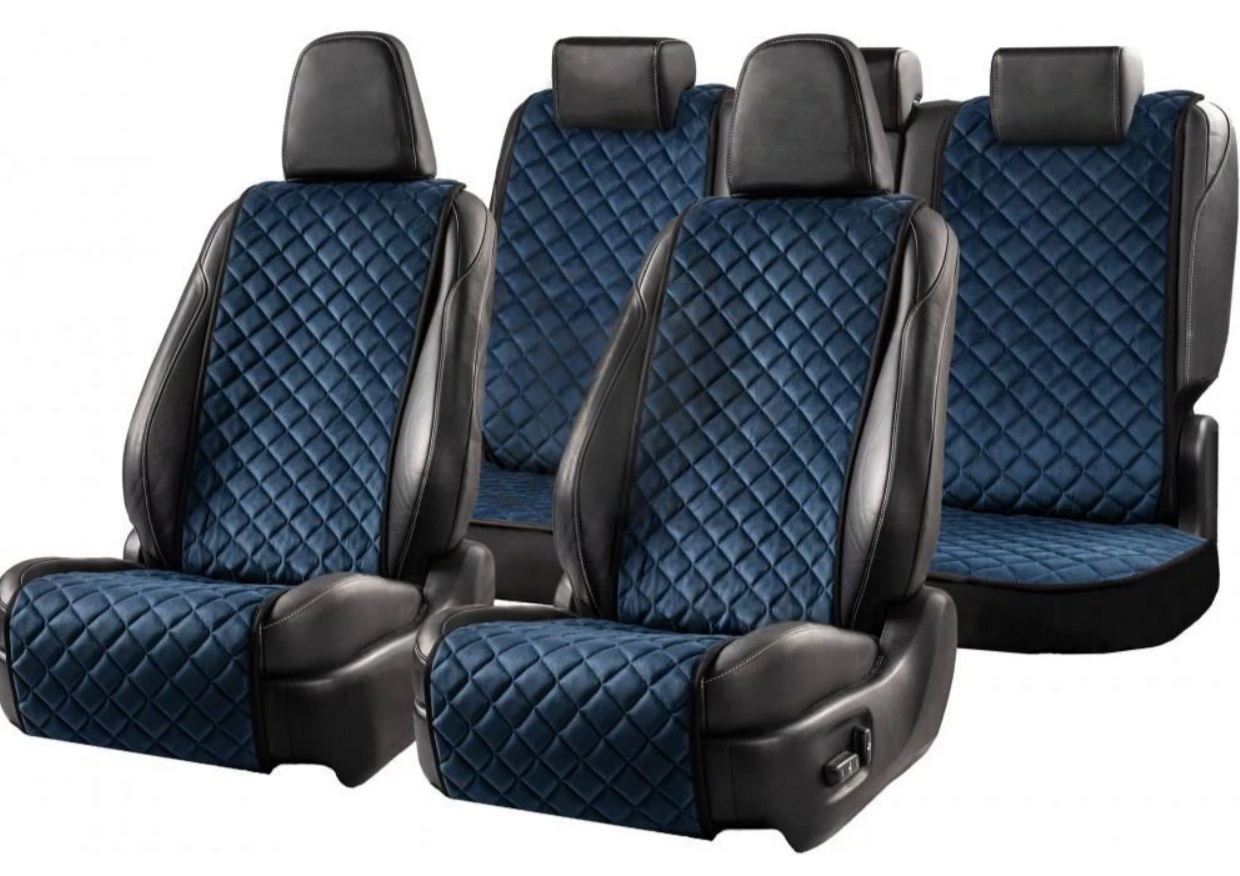 Накидки на сидіння із замші Повний к-т Темно-сині