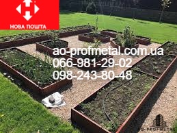 Грядки оцинковані металеві 190 мм висота.