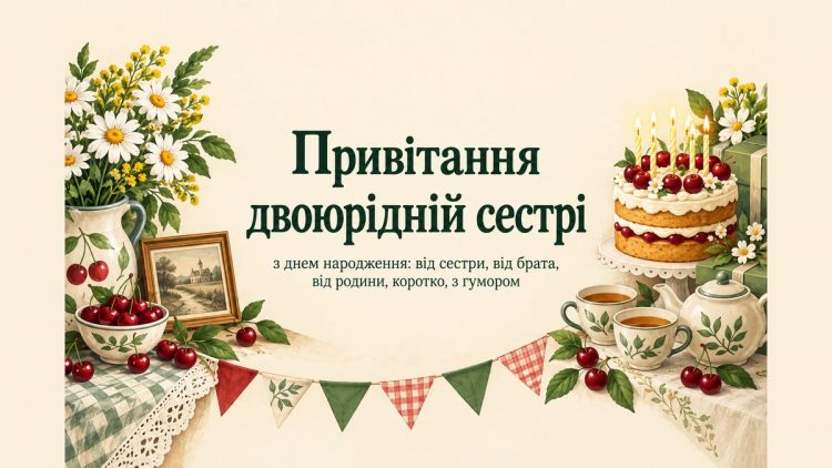 Привітання двоюрідній сестрі з днем народження: від сестри, від брата, від родини, з гумором