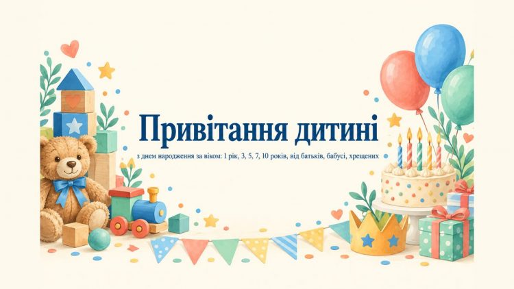Привітання дитині з днем народження за віком: 1 рік, 3, 5, 7, 10 років, від батьків, бабусі, хрещених