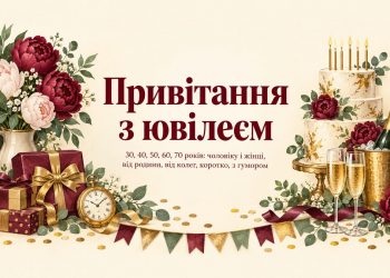 Привітання з ювілеєм: 30, 40, 50, 60, 70 років, чоловіку і жінці, від родини, від колег