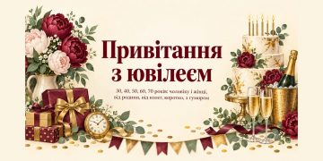 Привітання з ювілеєм: 30, 40, 50, 60, 70 років, чоловіку і жінці, від родини, від колег