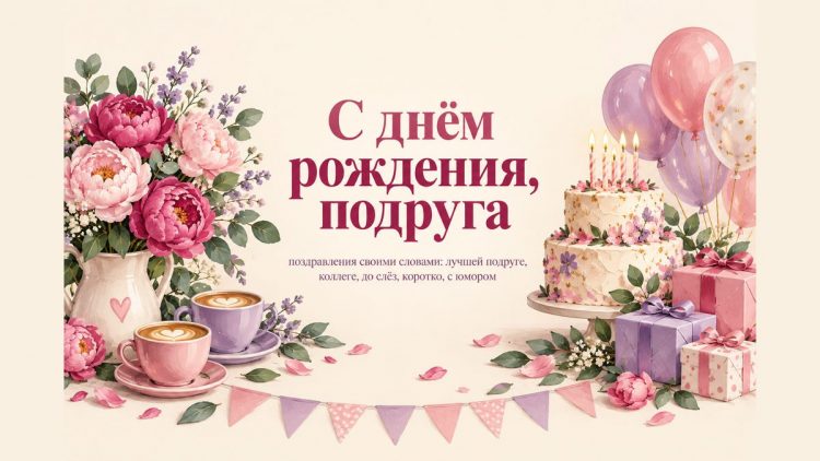 С днём рождения, подруга: поздравления своими словами лучшей подруге, коллеге, до слёз, коротко